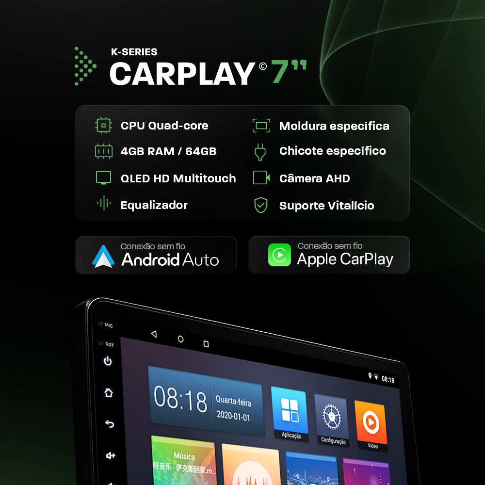 Multimídia Sandero Logan 2012 2013 2014 V2 Carplay 7"-V2 CAR AUDIO-Kitssom