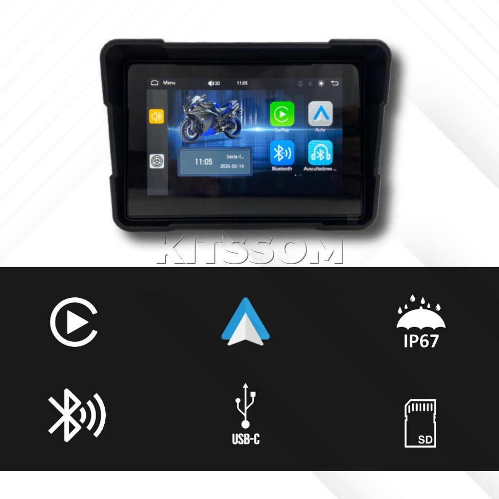 Multimidia Monitor Moto Carplay Android Auto Sem Fio-Kitssom-Kitssom