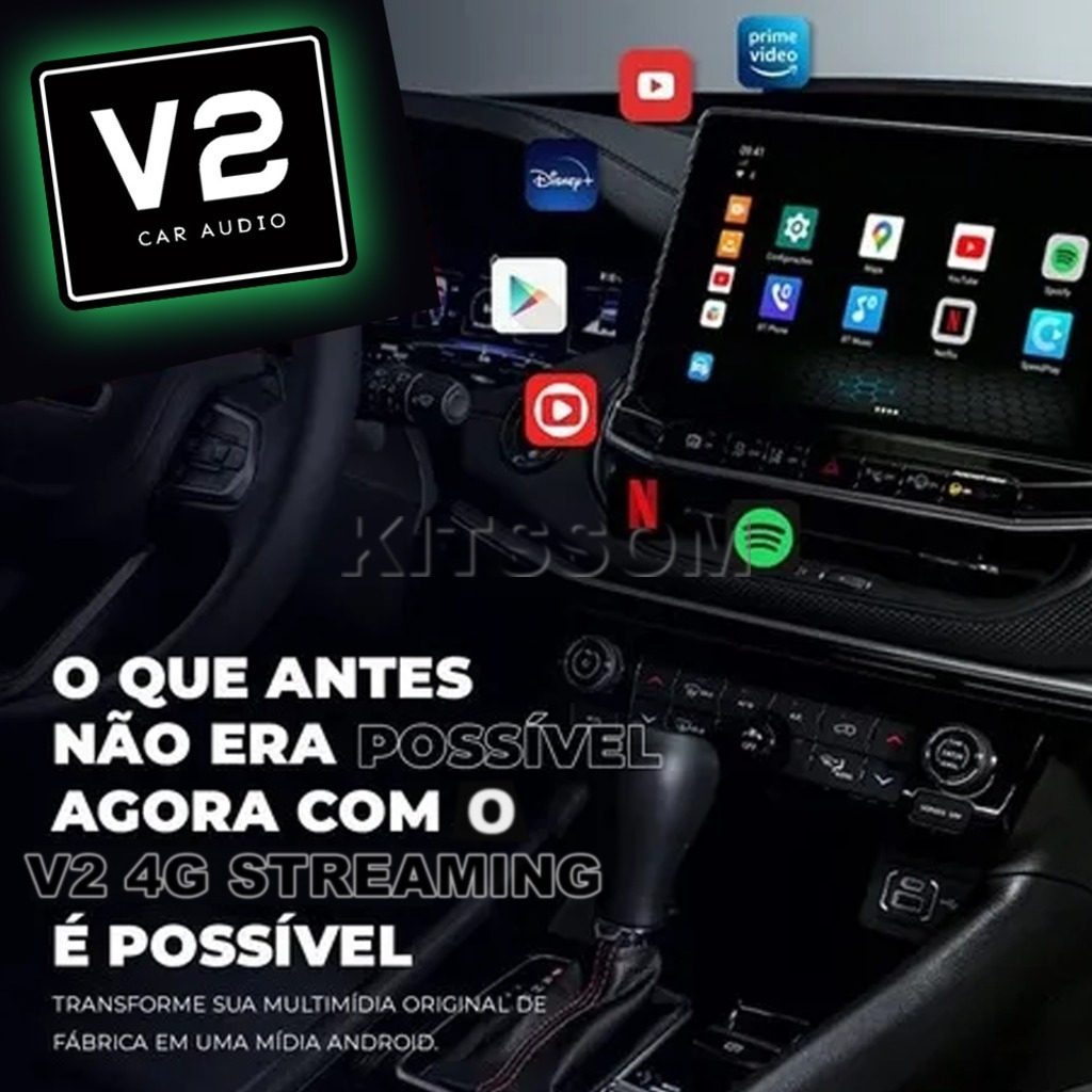 Box Android V2 4G Streaming 64GB Octacore Carplay-V2 CAR AUDIO-Kitssom