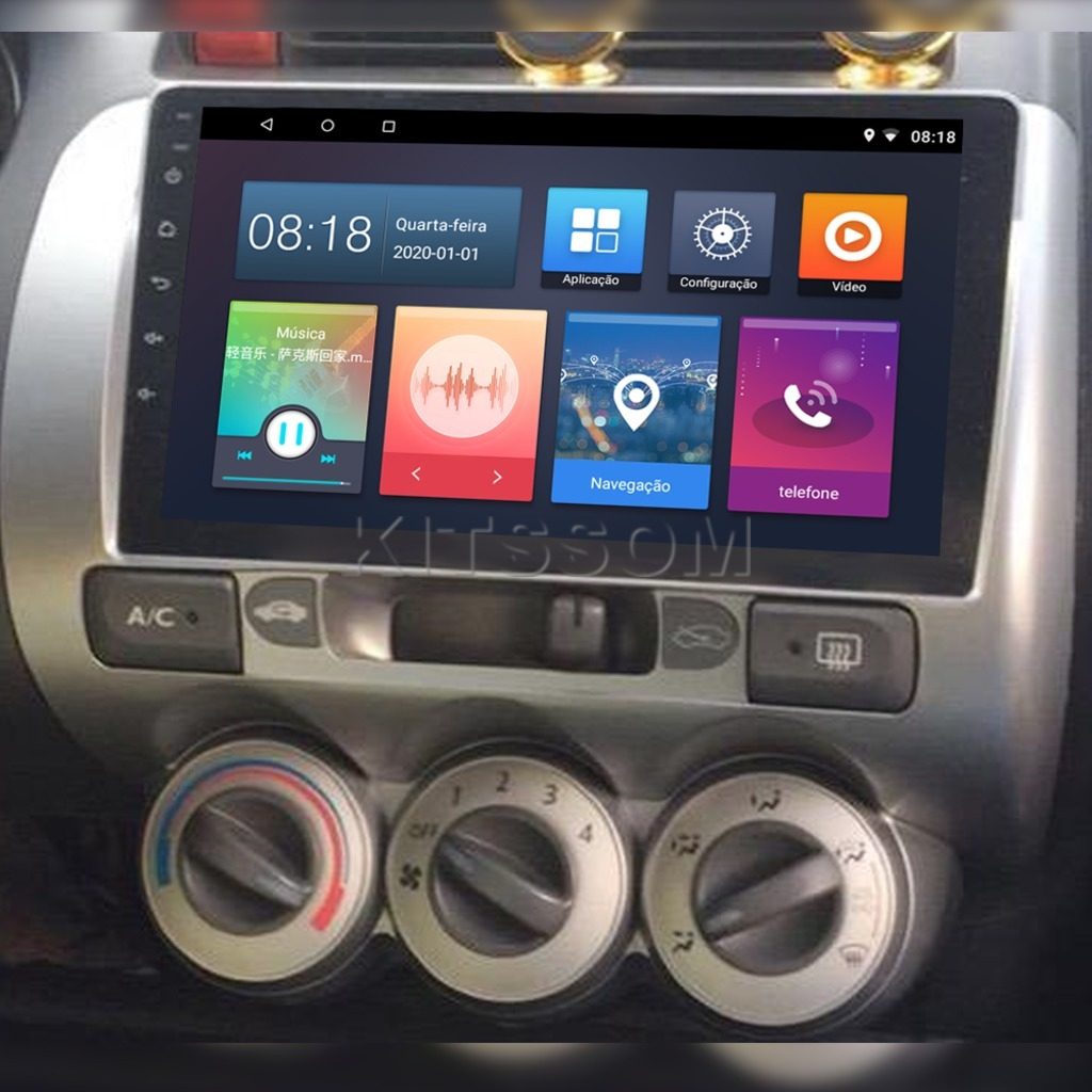Multimídia Honda Fit 2003 2004 2005 2006 2007 V2 Carplay 9" 2002-V2 CAR AUDIO-Kitssom