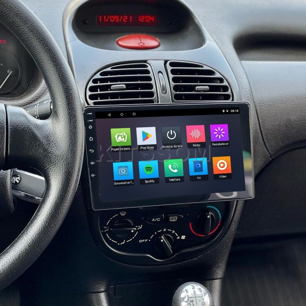 Multimídia Peugeot 206 2012 2013 2014 2015 2016 V2 Carplay 9" 2000 2001 2002 2003 2004 2005 2006 2007 2008 2009 2010 2011-V2 CAR AUDIO-Kitssom
