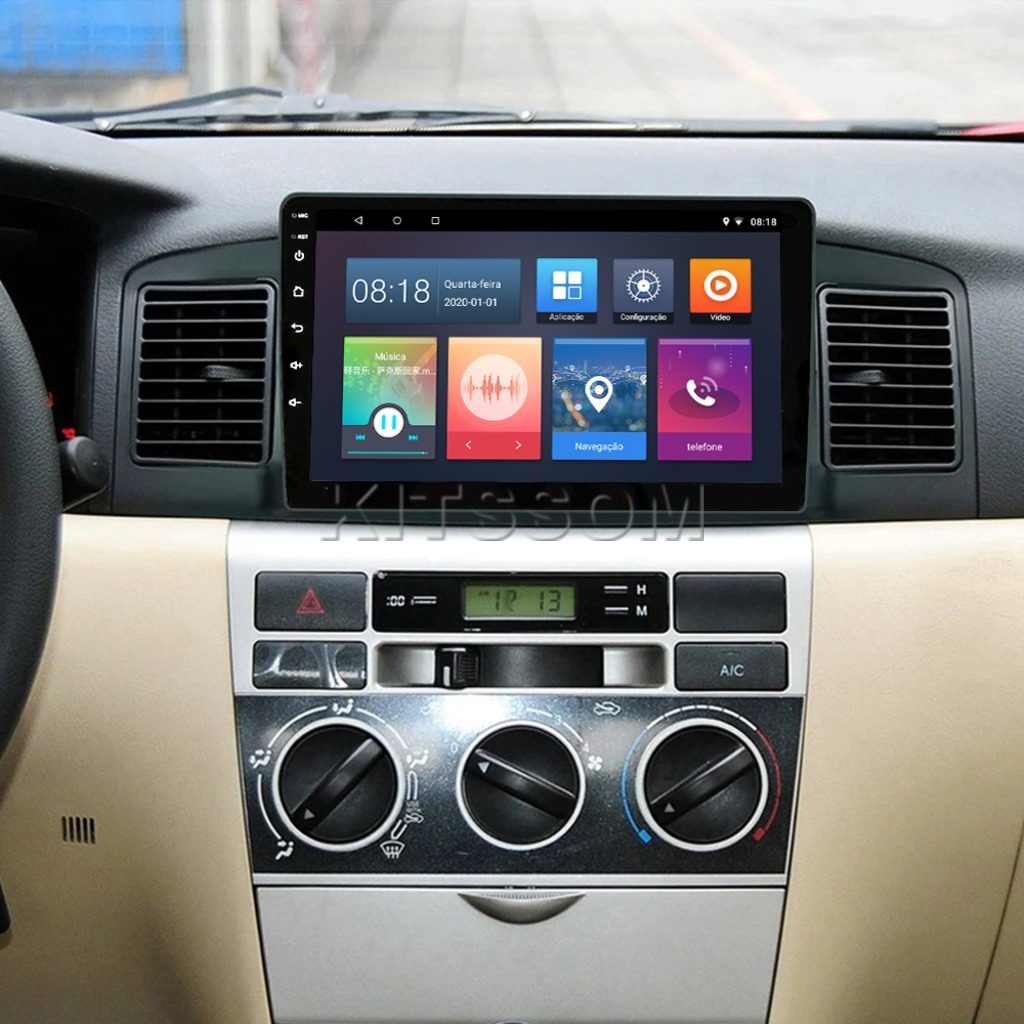 Multimídia Toyota Corolla 2005 2006 2007 2008 V2 Carplay 9" 2003 2004-V2 CAR AUDIO-Kitssom