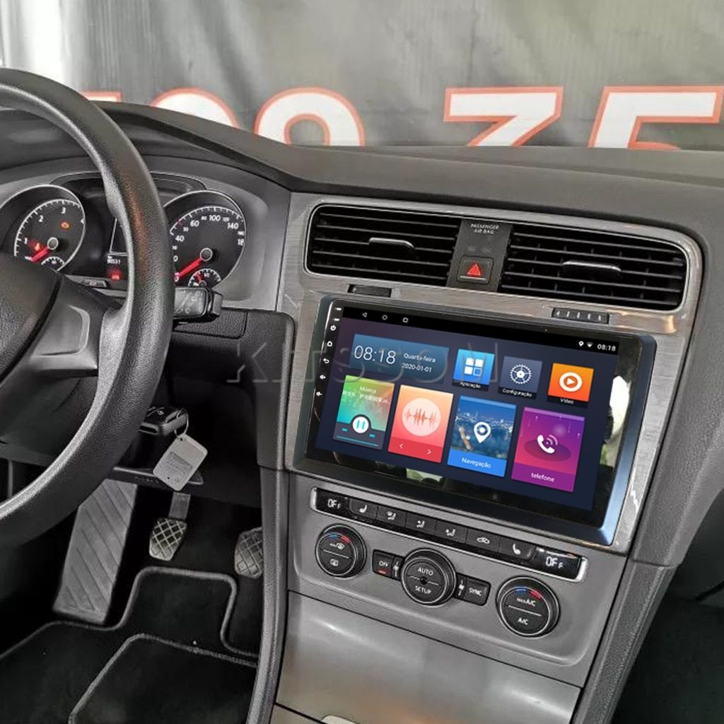 Multimídia Golf MK7 2017 2018 2019 Aço Escovado V2 Carplay 9" 2013 2014 2015 2016-V2 CAR AUDIO-Kitssom