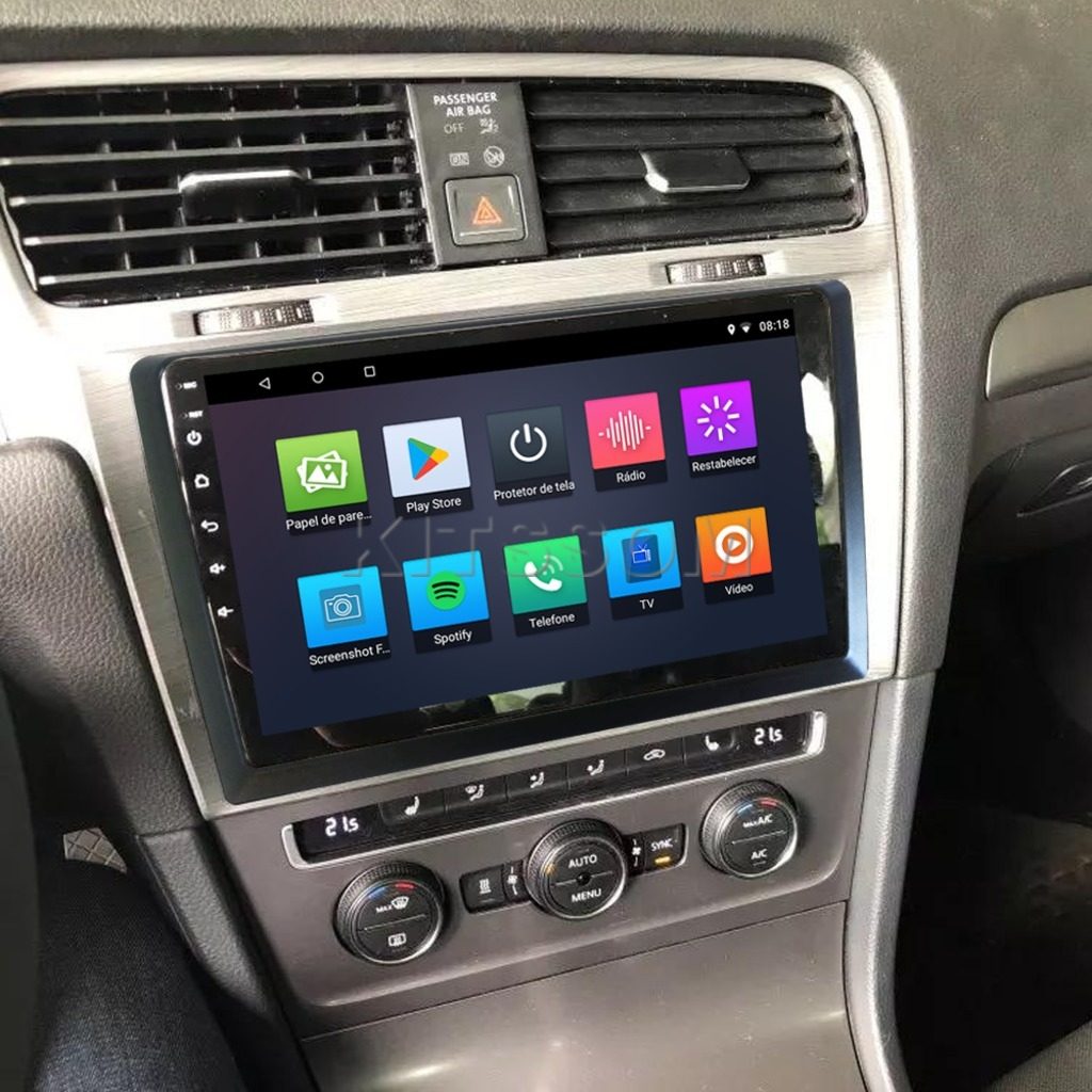 Multimídia Golf MK7 2017 2018 2019 Aço Escovado V2 Carplay 9" 2013 2014 2015 2016-V2 CAR AUDIO-Kitssom