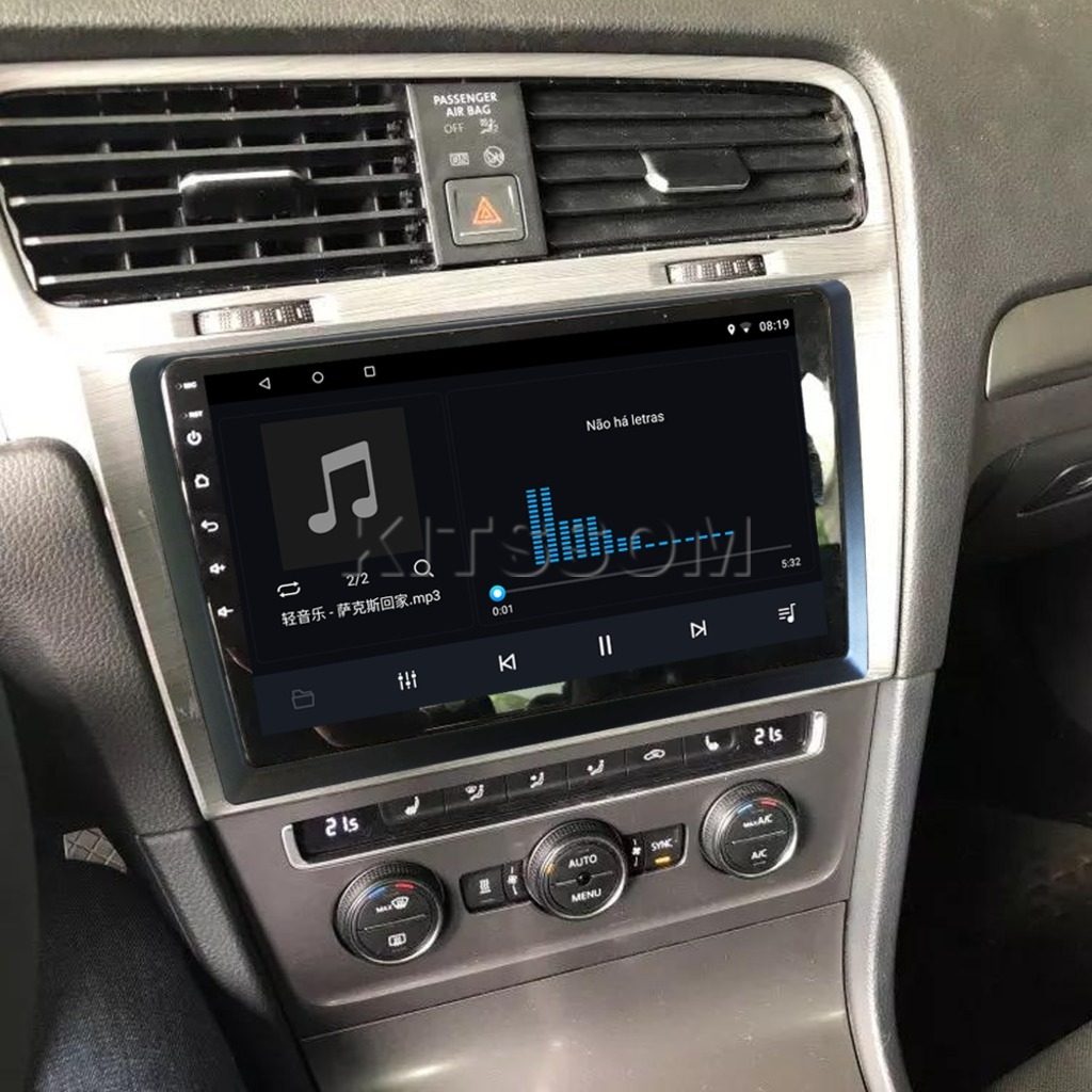 Multimídia Golf MK7 2017 2018 2019 Aço Escovado V2 Carplay 9" 2013 2014 2015 2016-V2 CAR AUDIO-Kitssom