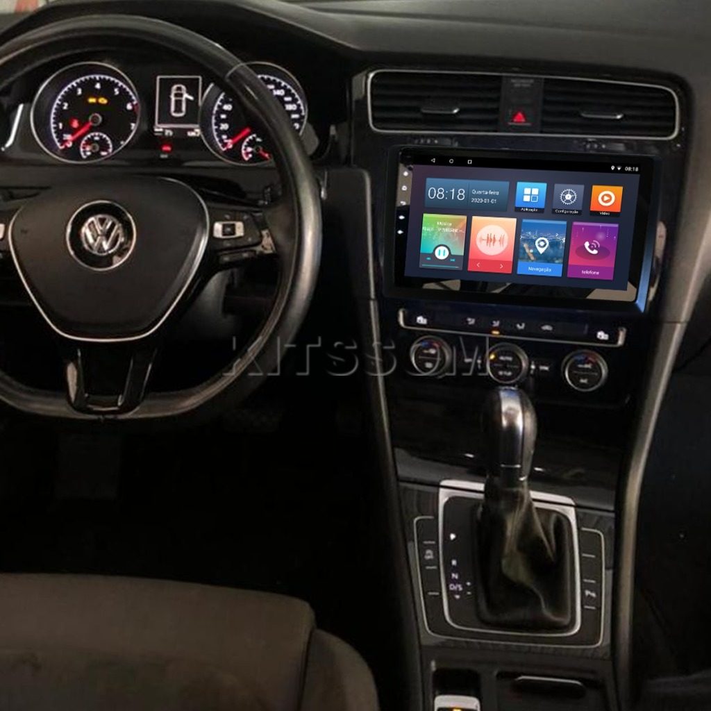 Multimídia Golf MK7 2017 2018 2019 Black Piano V2 Carplay 9" 2013 2014 2015 2016-V2 CAR AUDIO-Kitssom