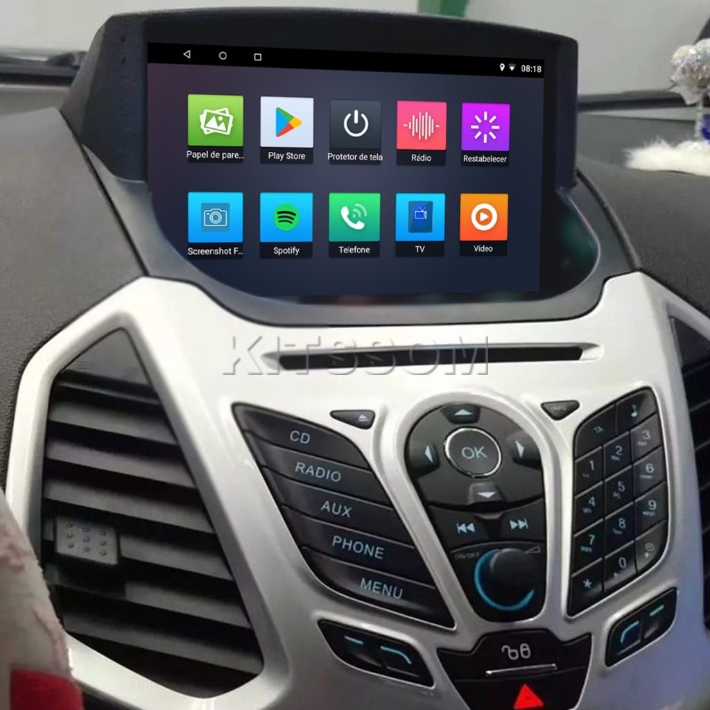 Multimídia Ecosport 2013 2014 2015 2016 Embutida V2 Carplay 9" 2012-V2 CAR AUDIO-Kitssom