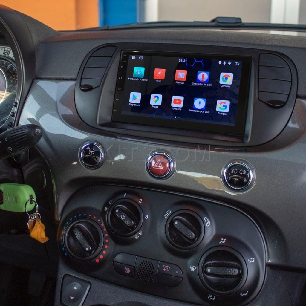 Multimidia Fiat 500 2014 2015 Com Saídas de Ar V2 Carplay 7" 2011 2012 2013-V2 CAR AUDIO-Kitssom