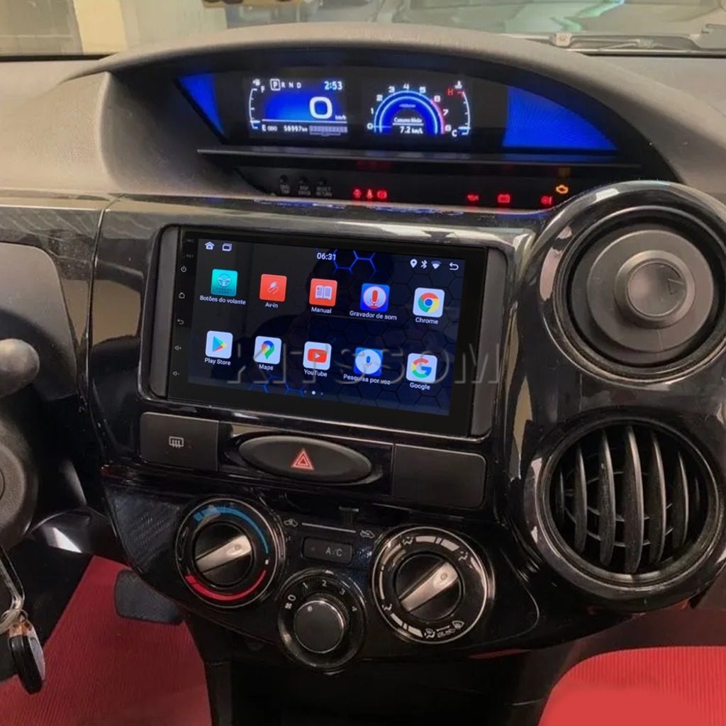 Multimídia Toyota Etios 2019 2020 2021 2022 2023 V2 Carplay 7" 2012 2013 2014 2015 2016 2017 2018-V2 CAR AUDIO-Kitssom
