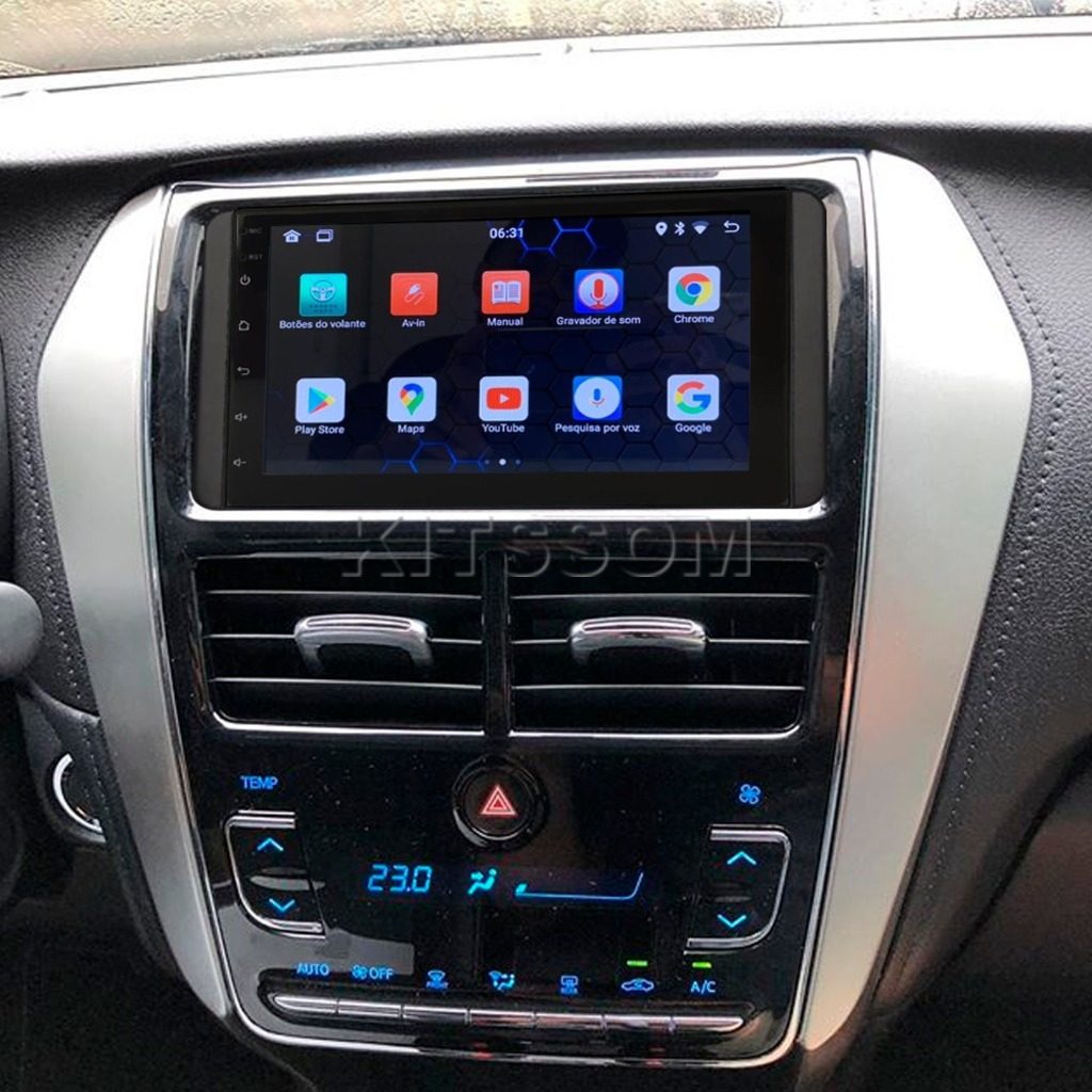 Multimídia Yaris 2018 2019 2020 2021 2022 AC DIG V2 Carplay 7" 2017-V2 CAR AUDIO-Kitssom