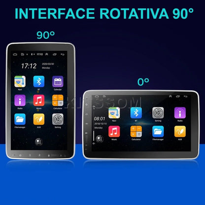 Multimídia 1 DIN Universal V2 Quad Carplay Rotativa 10"-V2 CAR AUDIO-Kitssom
