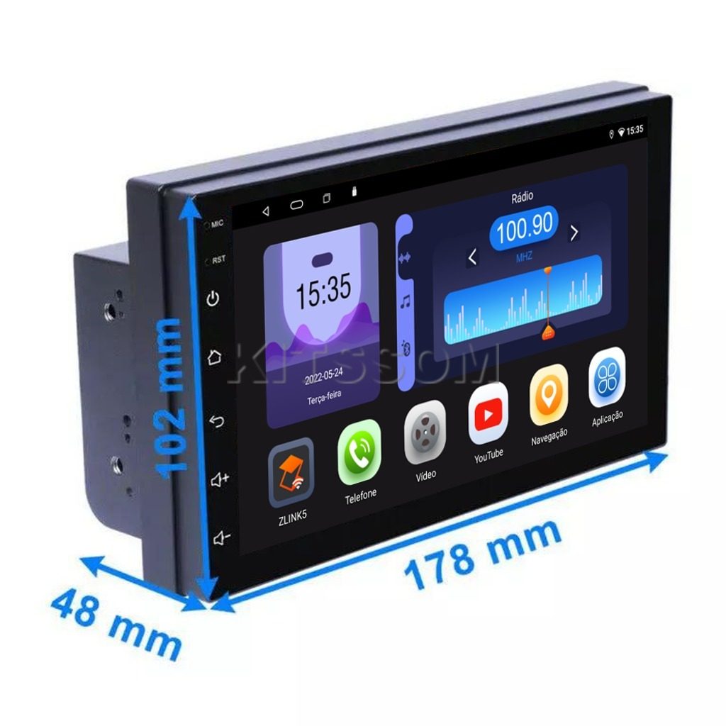 Multimídia Universal Carplay Android Auto 2 Din V2 Octa 4G 7"-V2 CAR AUDIO-Kitssom